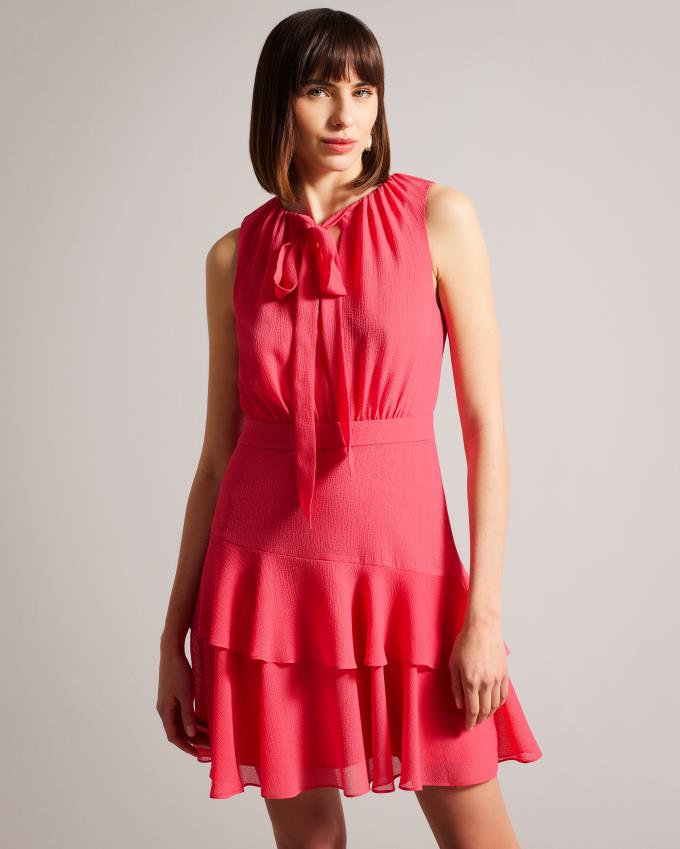 Peignoir Ted Baker Asymmetric Tiered Mini Corail Femme | TMR-77397081